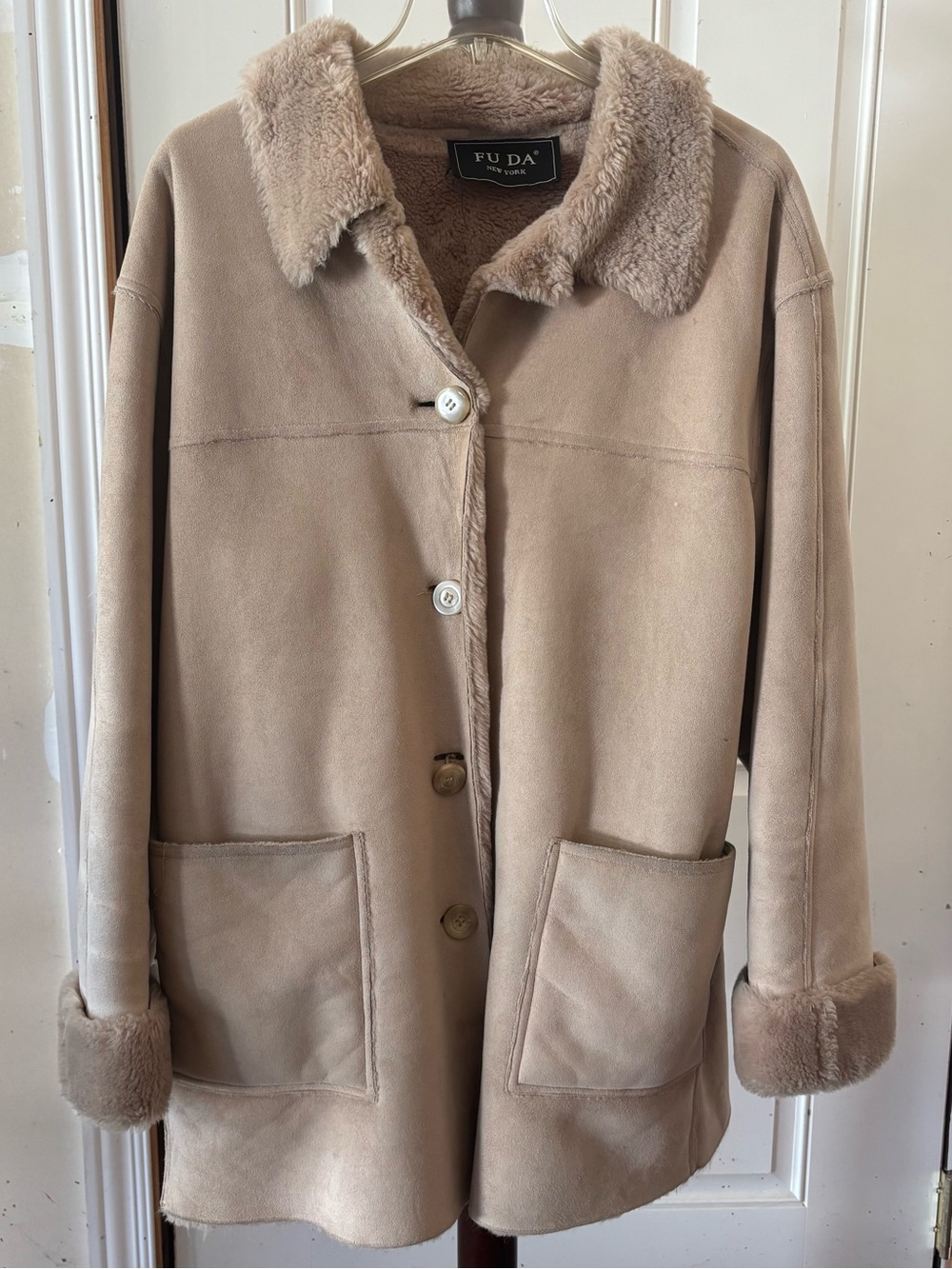 Taupe Faux-Shearling Women’s Coat